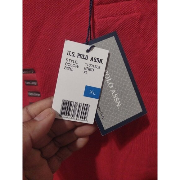 NWT New Authentic U.S. Polo ASSN. Red Polo Shirt Men's XL Short Sleeve Cotton - Picture 3 of 9